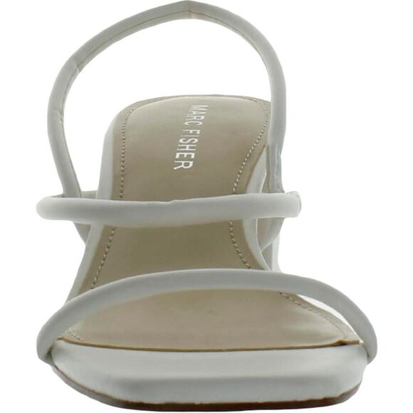 Marc Fisher Womens Galvin White Faux Leather Slingback Block Heel Shoes New - Picture 4 of 4